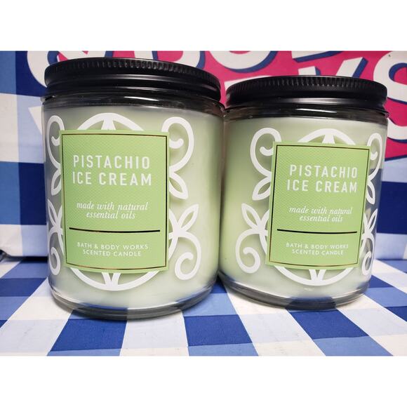 BBW Pistachio Ice Cream 2 Single Wick Candle Home Fragrance Decor - Picture 1 of 2